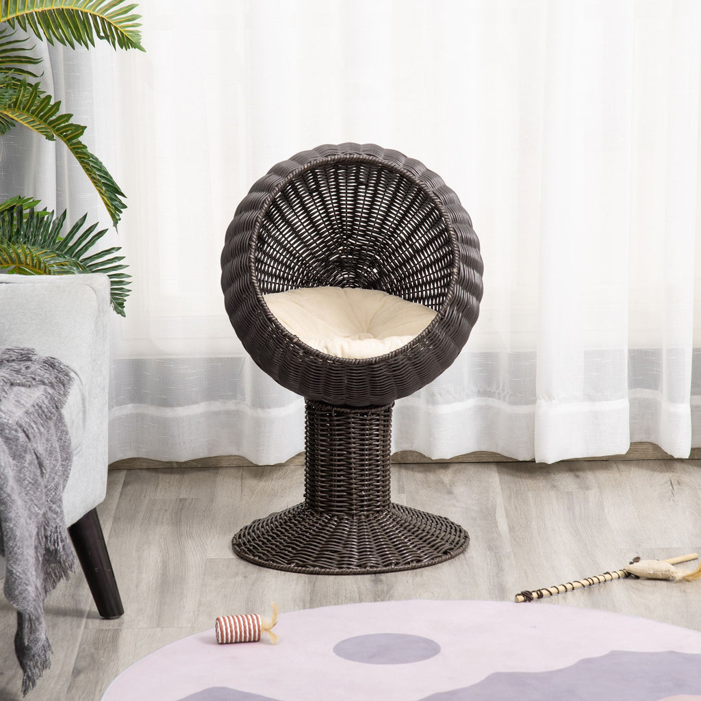 Elevated Cat Bed with Rotatable Egg Chair Pod and Soft Cushion