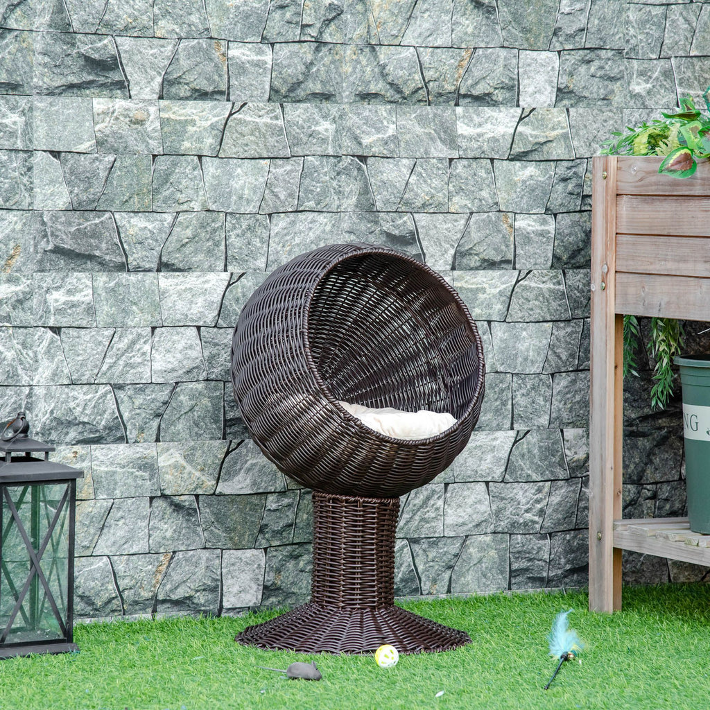 Elevated Cat Bed with Rotatable Egg Chair Pod and Soft Cushion