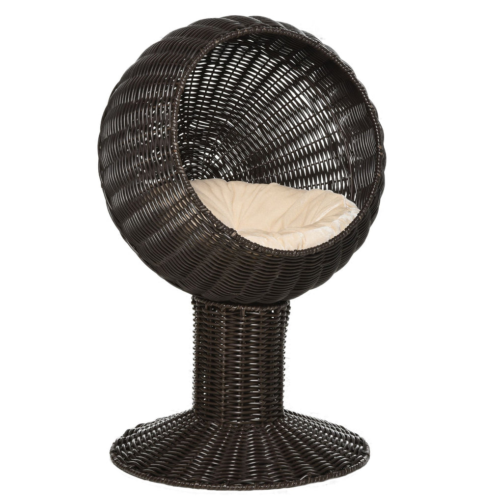 Elevated Cat Bed with Rotatable Egg Chair Pod and Soft Cushion