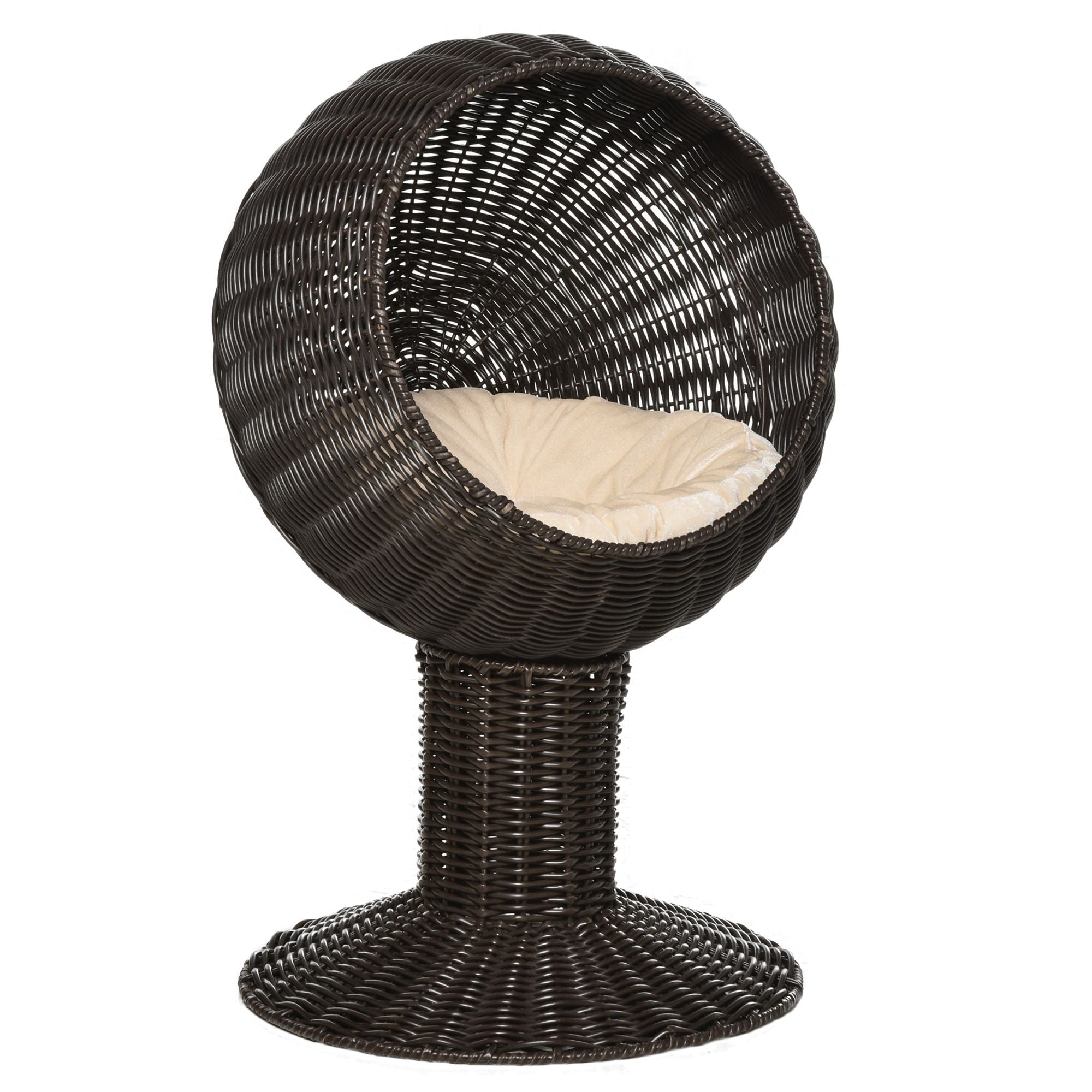 Elevated Cat Bed with Rotatable Egg Chair Pod and Soft Cushion