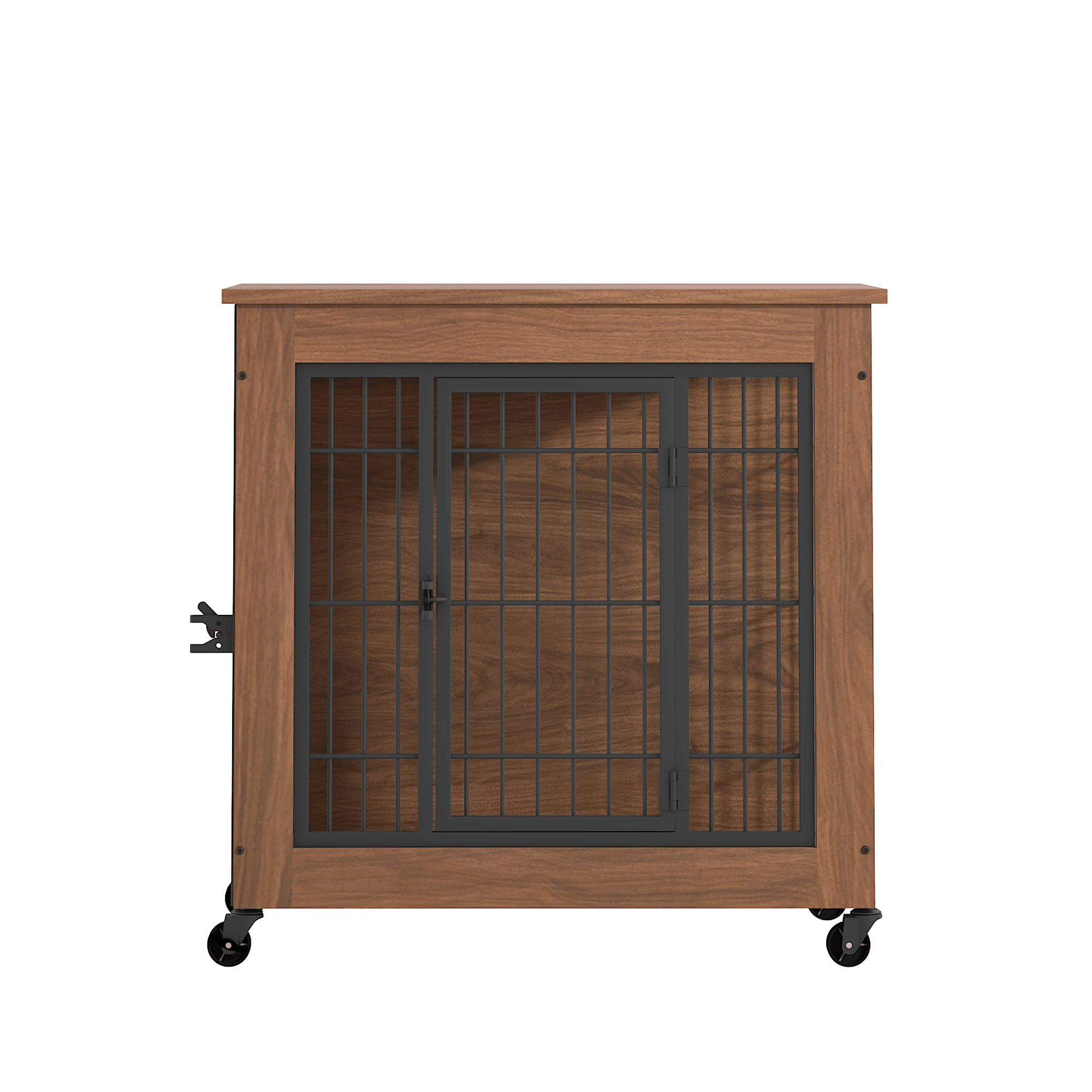 practical Dog Crate Furniture with Wheels – Double Doors & Braking Casters