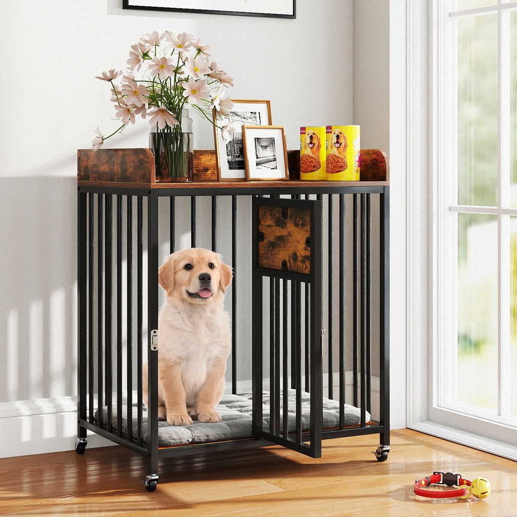 Stylish 2-in-1 Dog Crate Furniture with Wheels – Perfect for Small Dogs