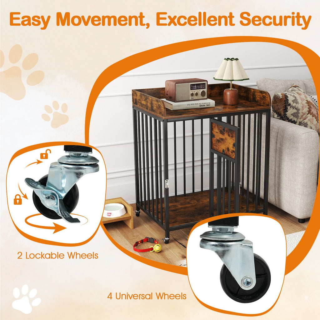 Dog Crate Furniture with Wheels – Sturdy, Lockable, Coffee Table Design – image 13