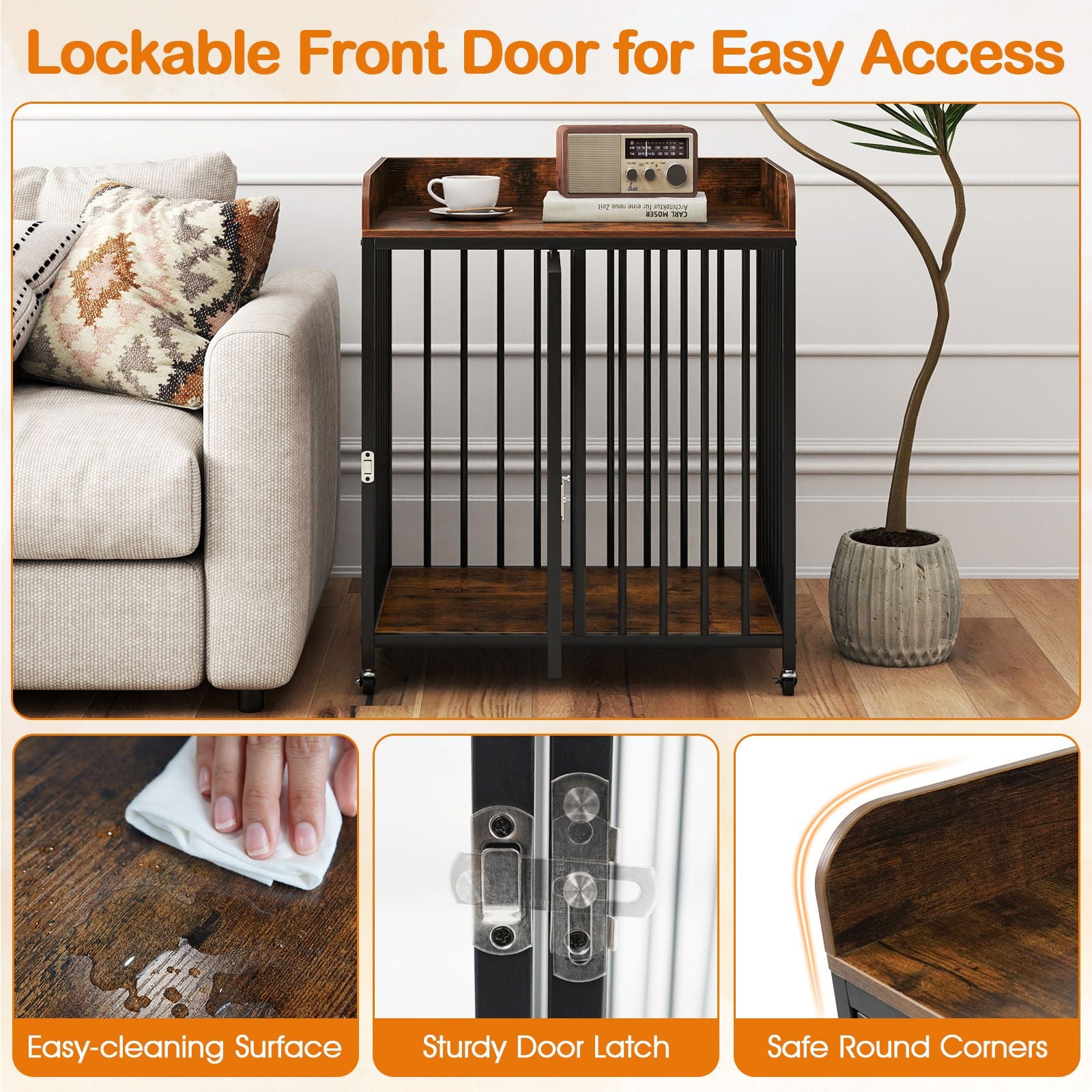 Stylish 2-in-1 Dog Crate Furniture with Wheels – Perfect for Small Dogs