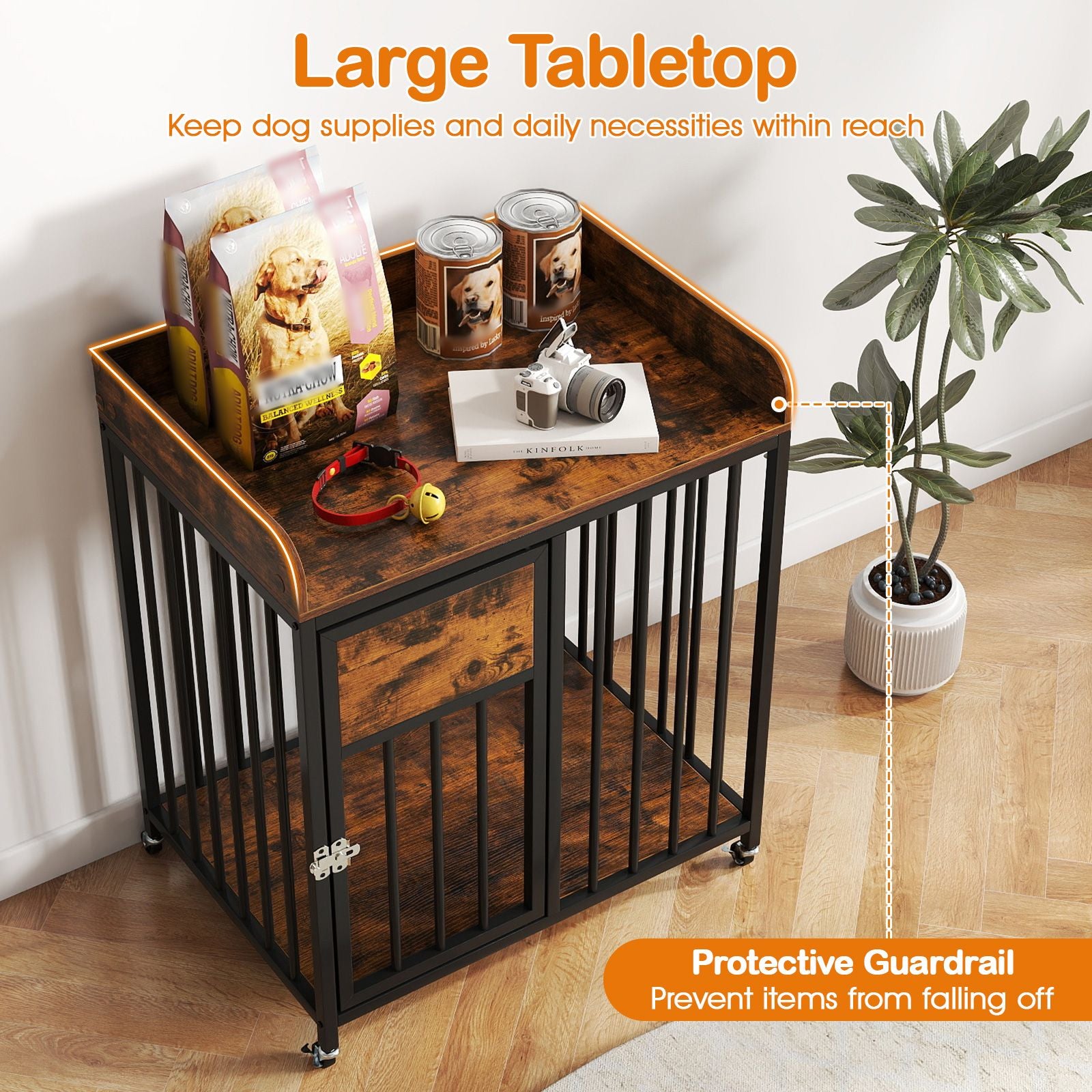Stylish 2-in-1 Dog Crate Furniture with Wheels – Perfect for Small Dogs
