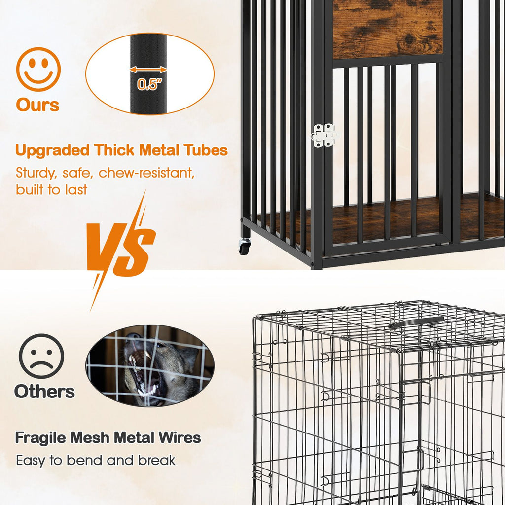 Stylish 2-in-1 Dog Crate Furniture with Wheels – Perfect for Small Dogs