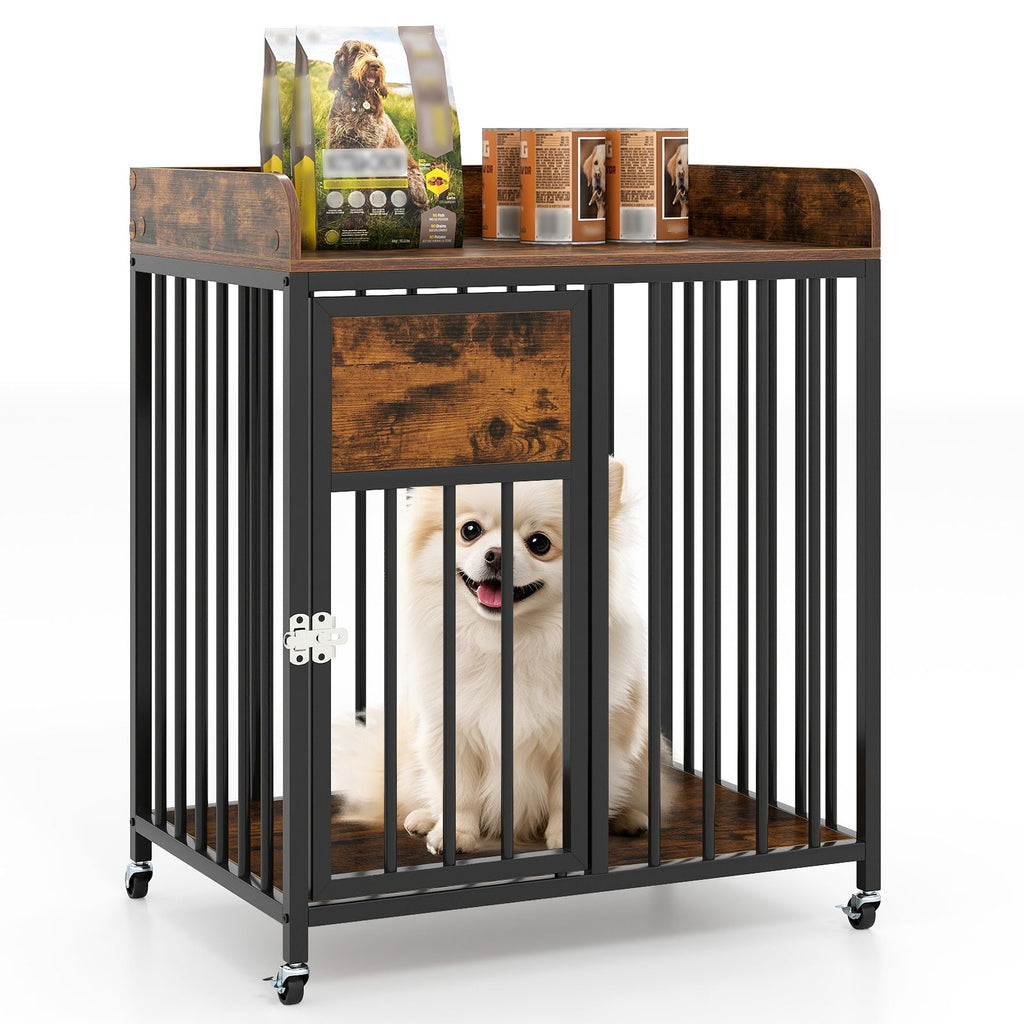 Stylish 2-in-1 Dog Crate Furniture with Wheels – Perfect for Small Dogs