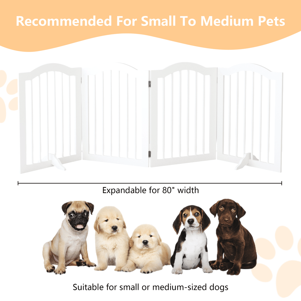 27.6" Tall Freestanding Pet Gate – 4-Panel Foldable furniture-style Safety Fence