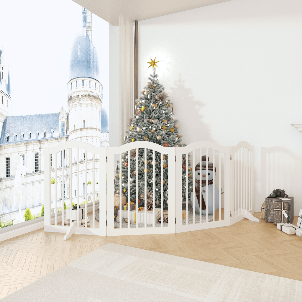 Tall Freestanding 4-Panel Folding Pet Gate