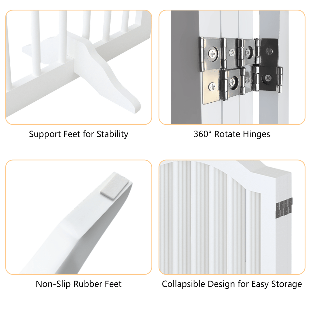 27.6" Tall Freestanding Pet Gate – 4-Panel Foldable furniture-style Safety Fence