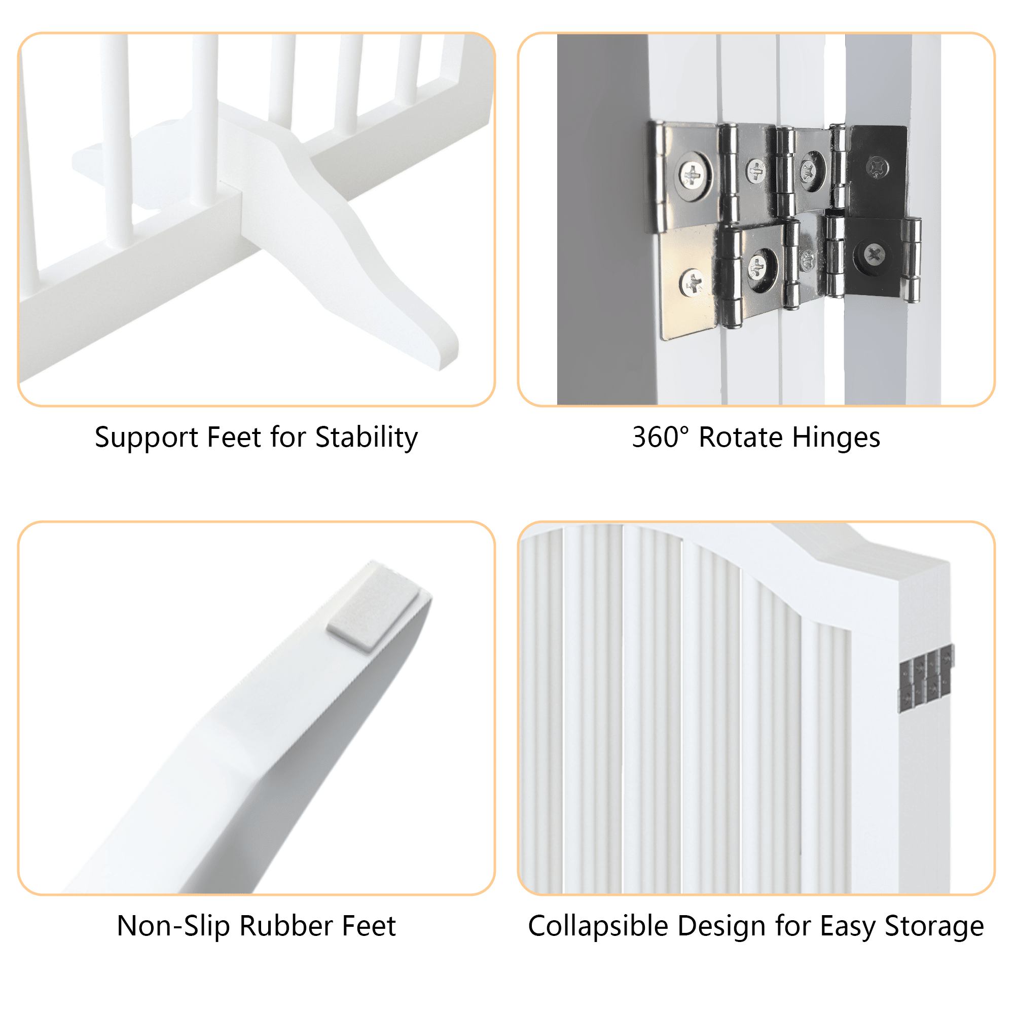 27.6" Tall Freestanding Pet Gate – 4-Panel Foldable furniture-style Safety Fence