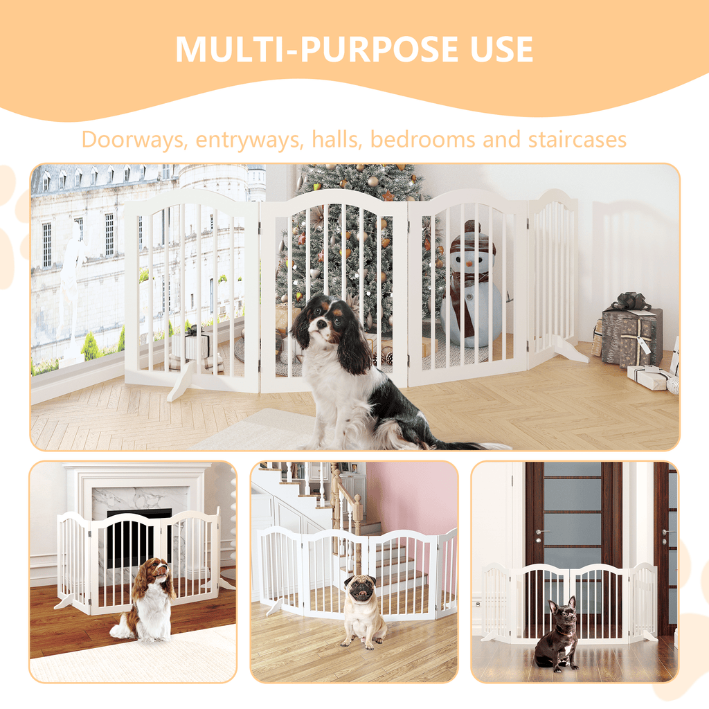 27.6" Tall Freestanding Pet Gate – 4-Panel Foldable furniture-style Safety Fence