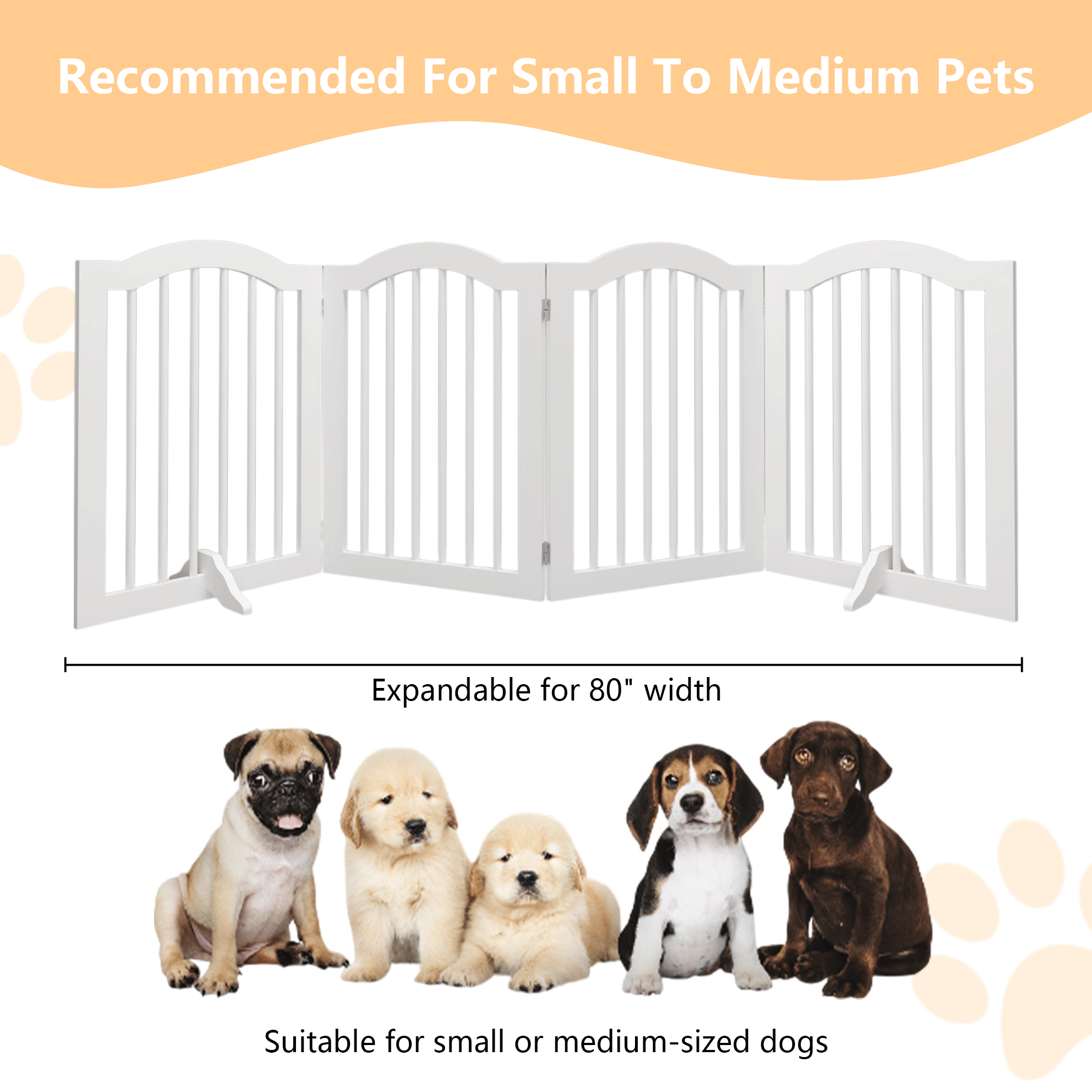 27.6" Tall Freestanding Pet Gate – 4-Panel Foldable furniture-style Safety Fence