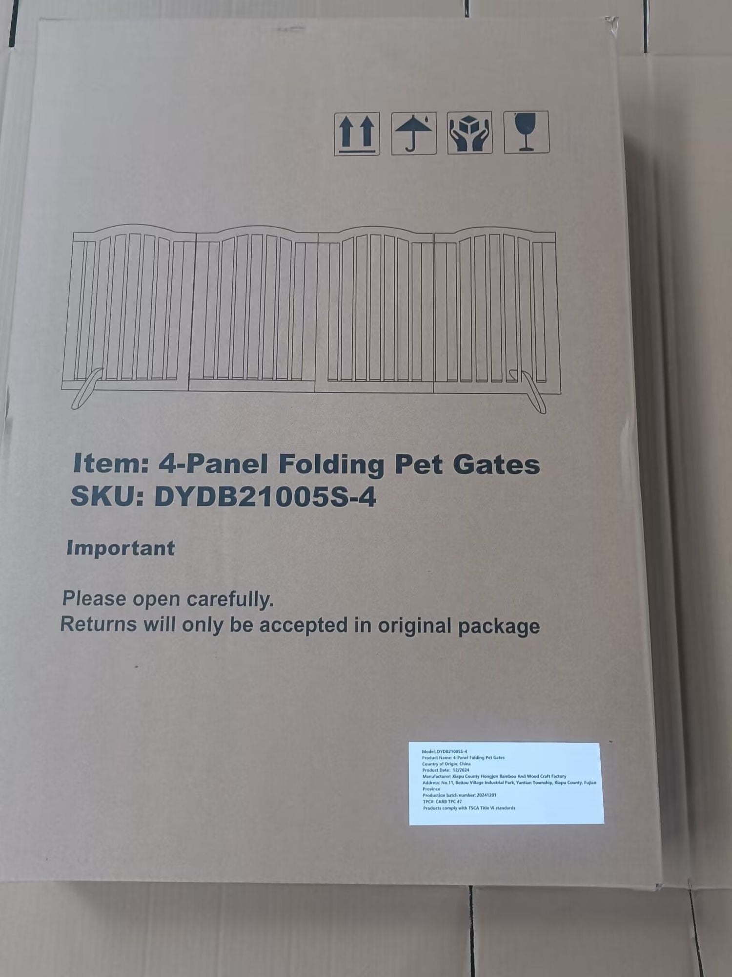 27.6" Tall Freestanding Pet Gate – 4-Panel Foldable furniture-style Safety Fence
