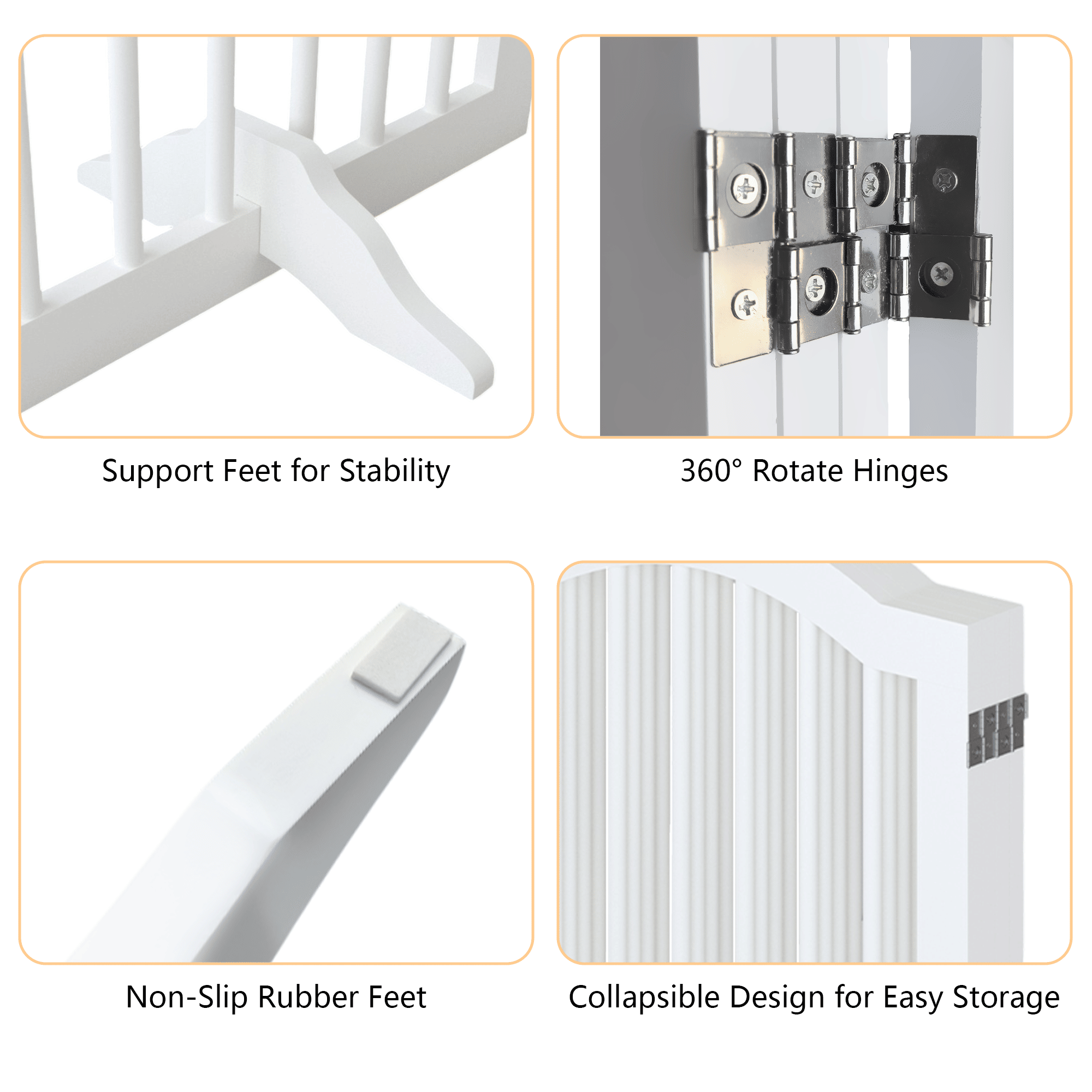Tall Freestanding 4-Panel Folding Pet Gate