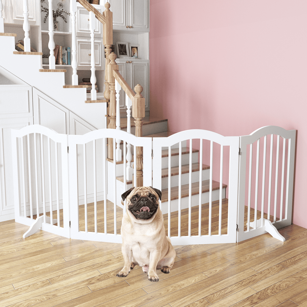 27.6" Tall Freestanding Pet Gate – 4-Panel Foldable furniture-style Safety Fence