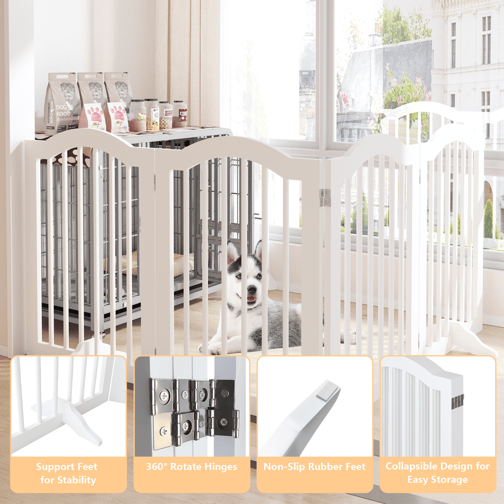 Tall Freestanding 4-Panel Folding Pet Gate