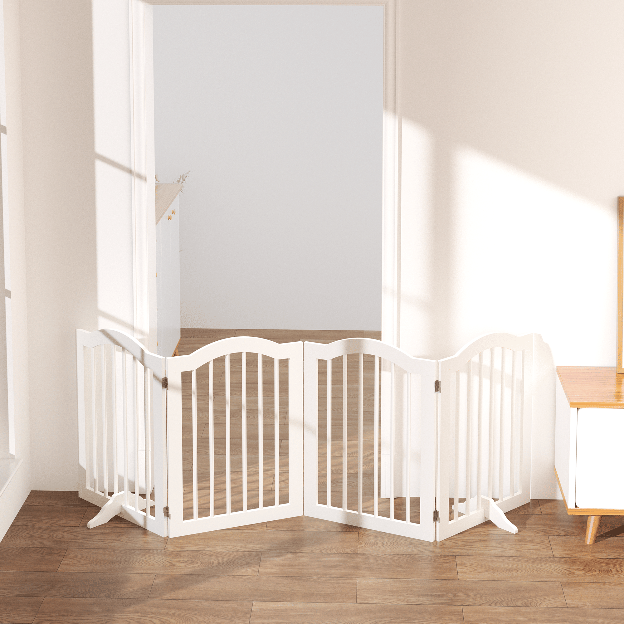 Tall Freestanding 4-Panel Folding Pet Gate