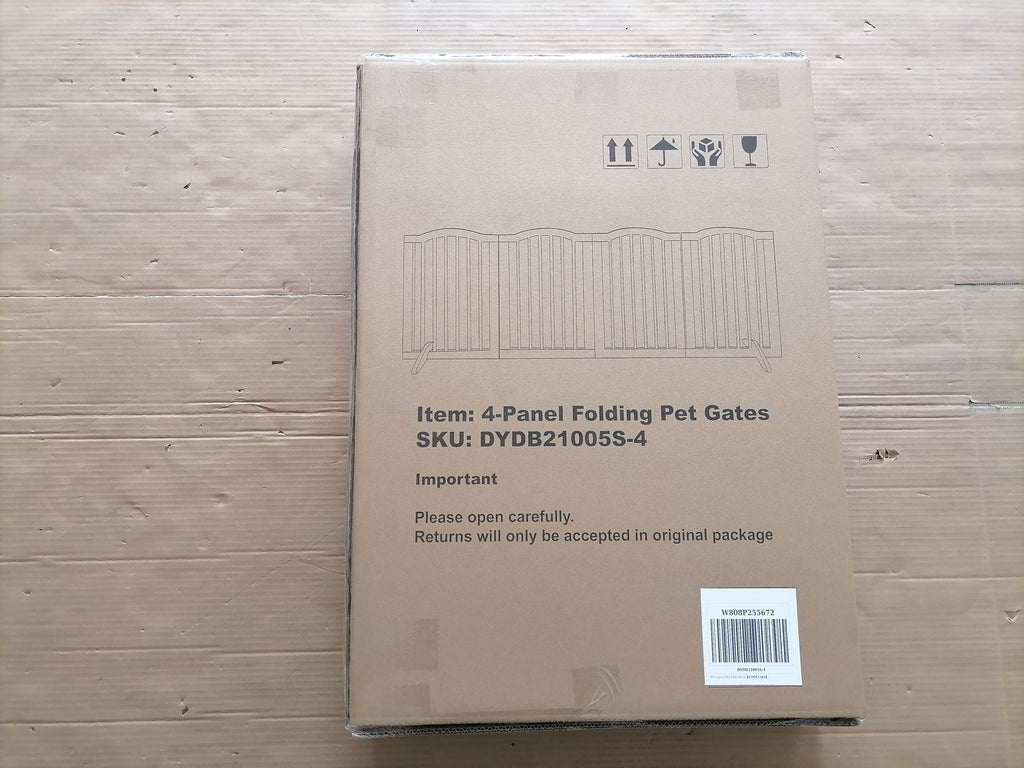 27.6" Tall Freestanding Pet Gate – 4-Panel Foldable furniture-style Safety Fence