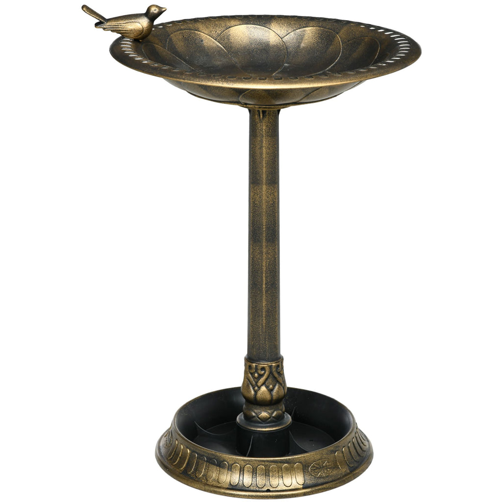 Antique Bird Bath and Feeder with Planter Pedestal - Dual-Purpose Garden Decor