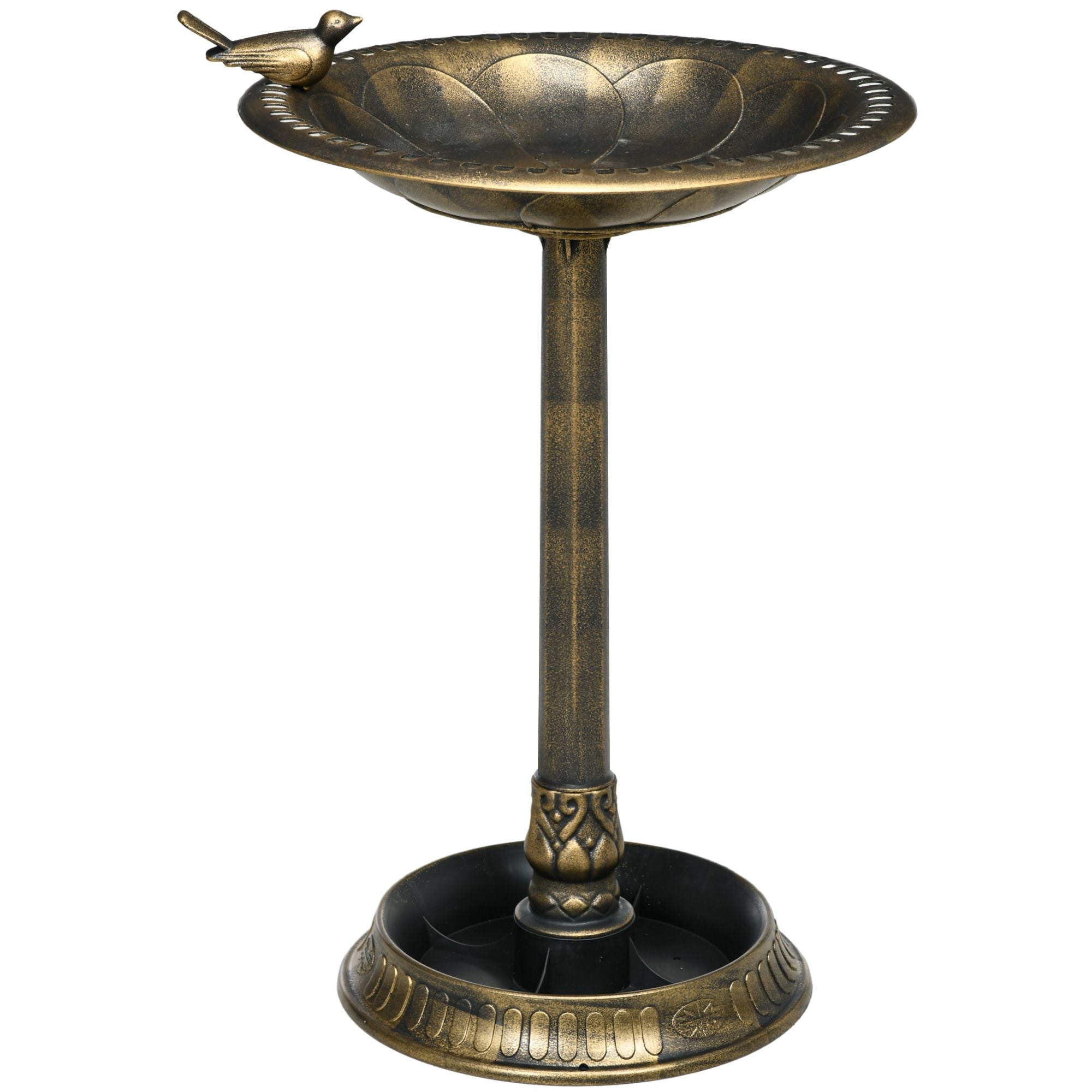 Antique Bird Bath and Feeder with Planter Pedestal - Dual-Purpose Garden Decor