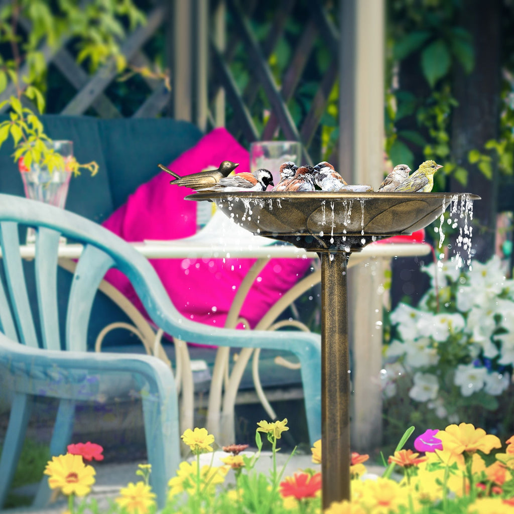 Antique Bird Bath and Feeder with Planter Pedestal - Dual-Purpose Garden Decor