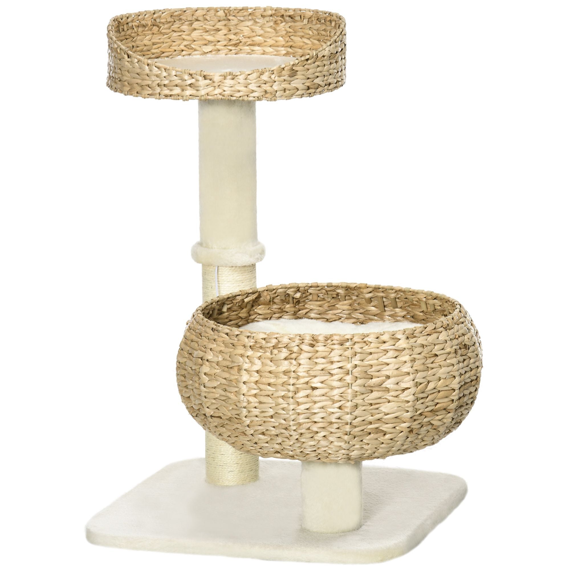 Elevate Your Cat's Naptime: Cozy Basket Bed, Sisal Scratcher & Toy in One!