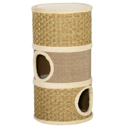 Multi-Level Cat Condo with Scratching Pads and Plush Interior
