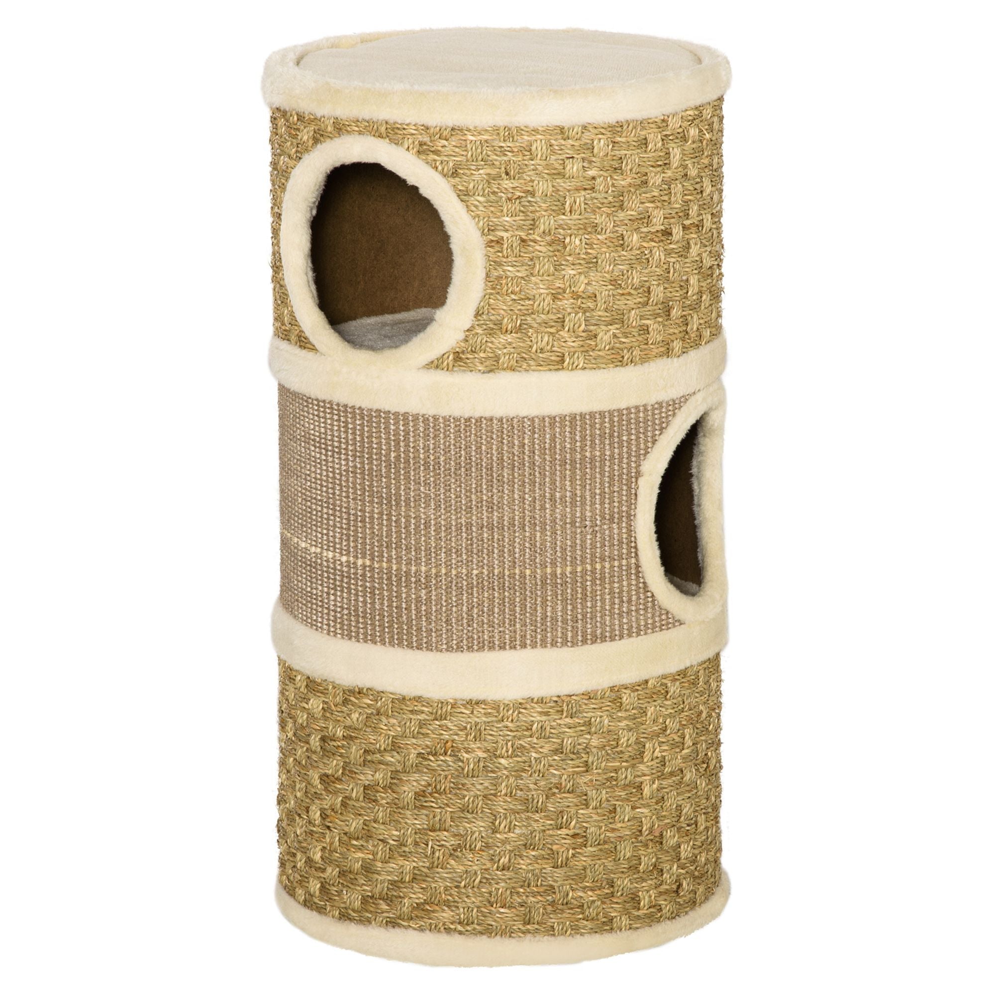Multi-Level Cat Condo with Scratching Pads and Plush Interior