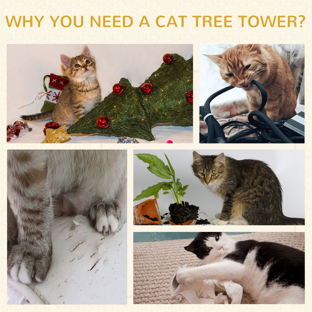 Multi-Level Cat Condo with Scratching Pads and Plush Interior
