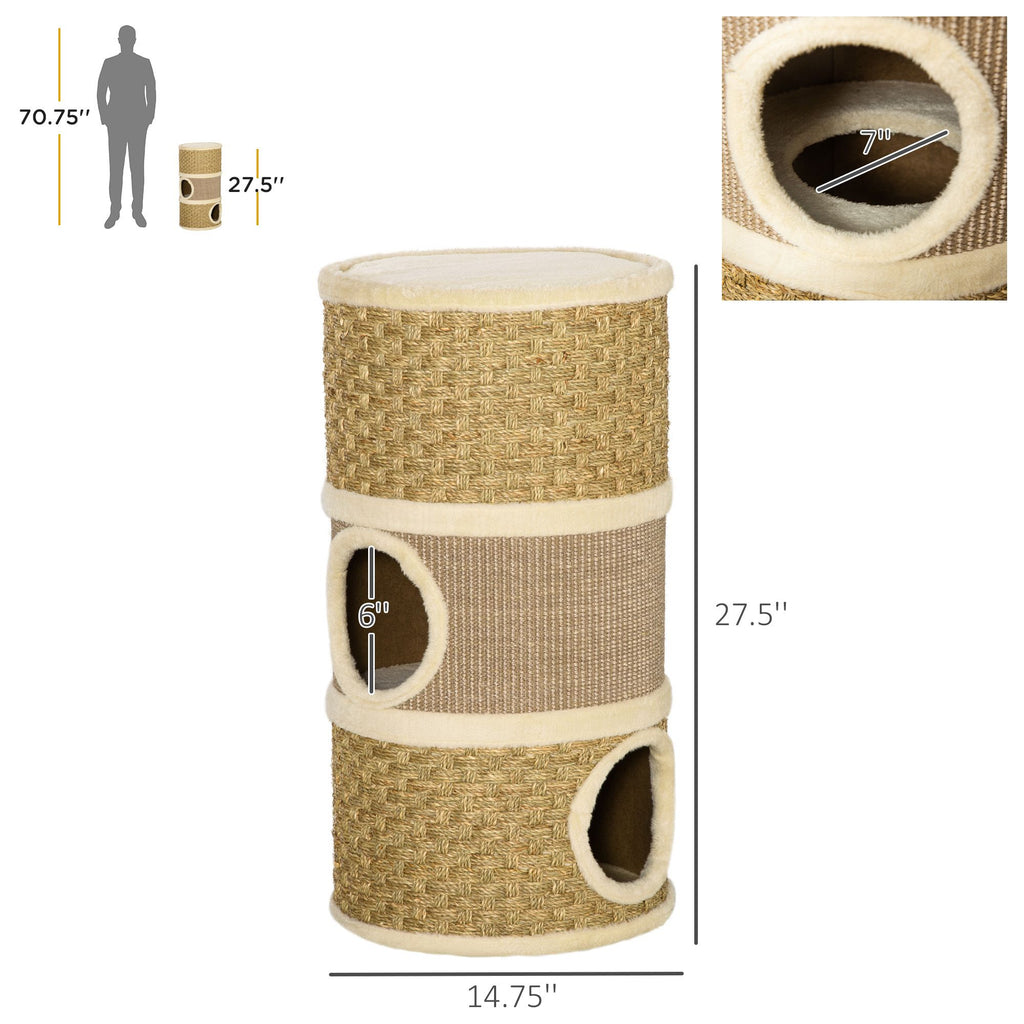 Multi-Level Cat Condo with Scratching Pads and Plush Interior