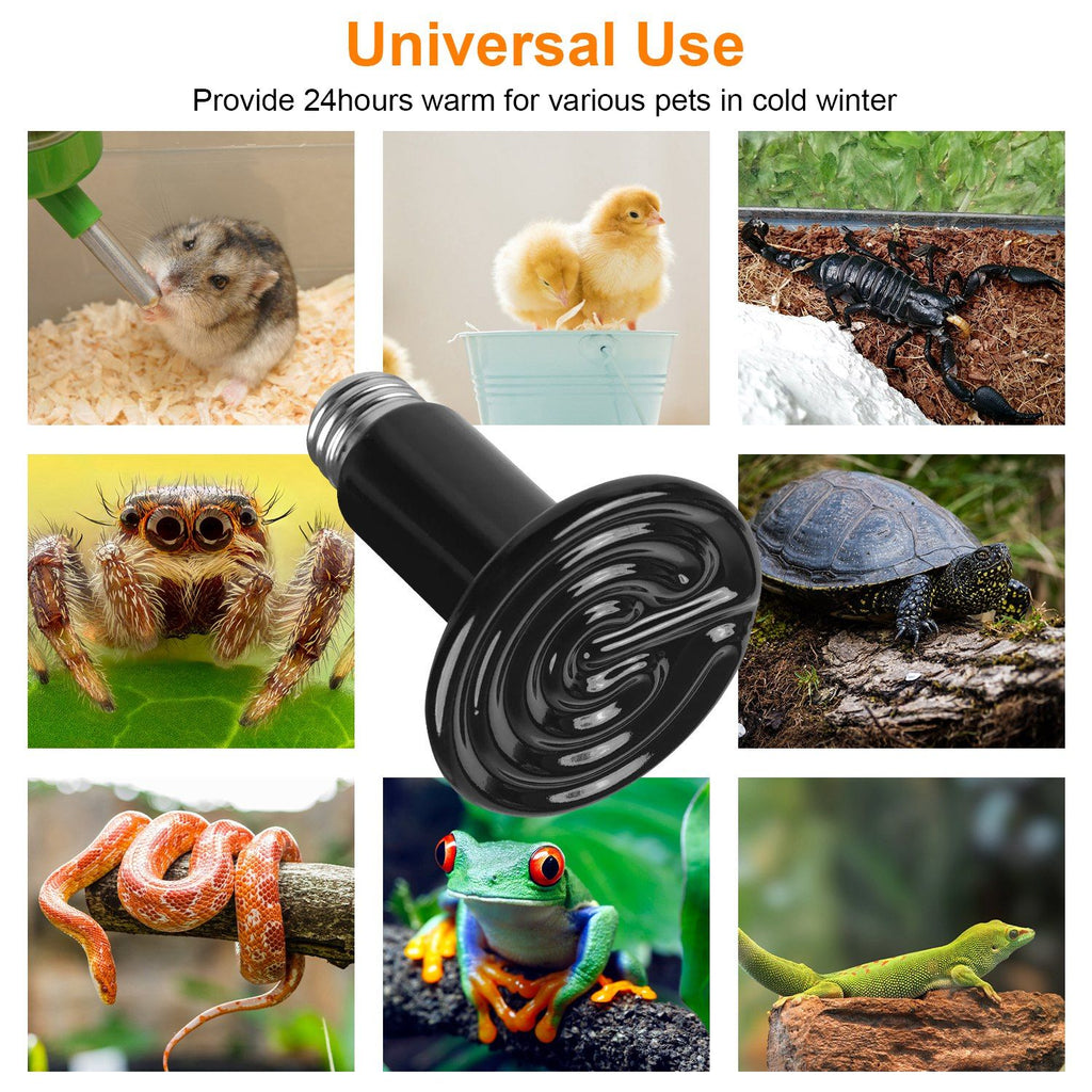 No-Light Infrared Heat Lamp for Reptile Terrariums and Small-Pet Brooders