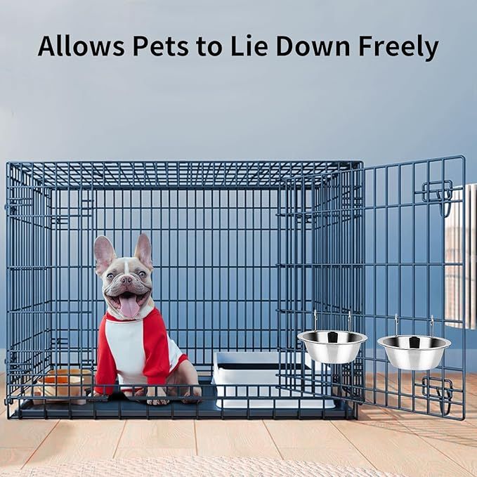 Mess-Free Feeding with Hanging Stainless Steel Bowls for Puppies