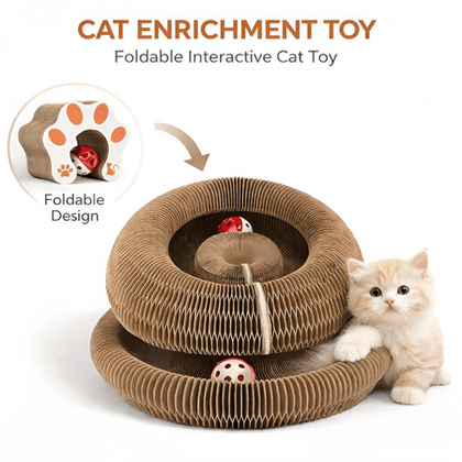 Foldable Accordion Cat Scratcher with Bell Ball – Interactive Fun