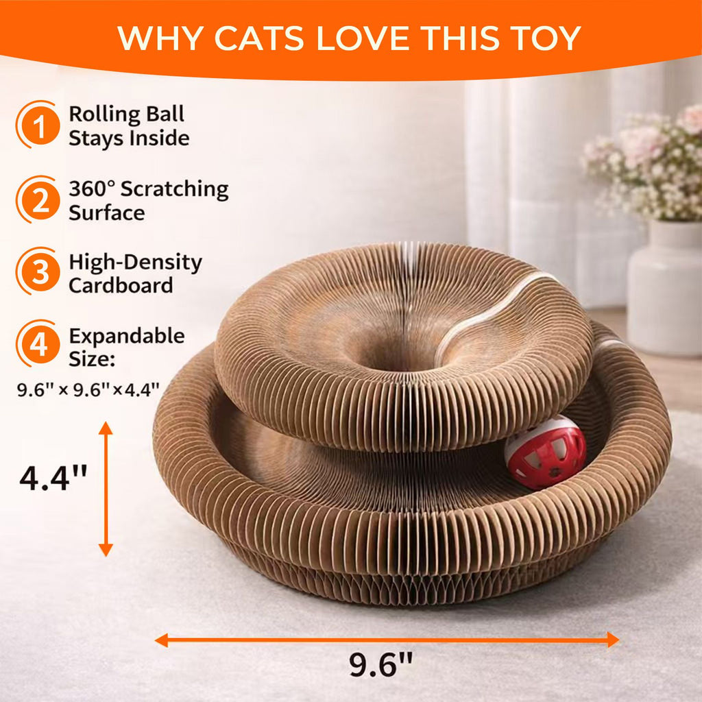 Foldable Accordion Cat Scratcher with Bell Ball – Interactive Fun