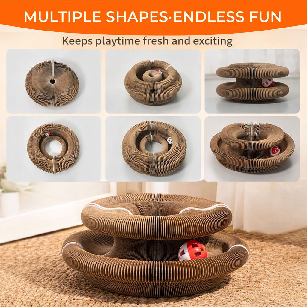 Foldable Accordion Cat Scratcher with Bell Ball – Interactive Fun