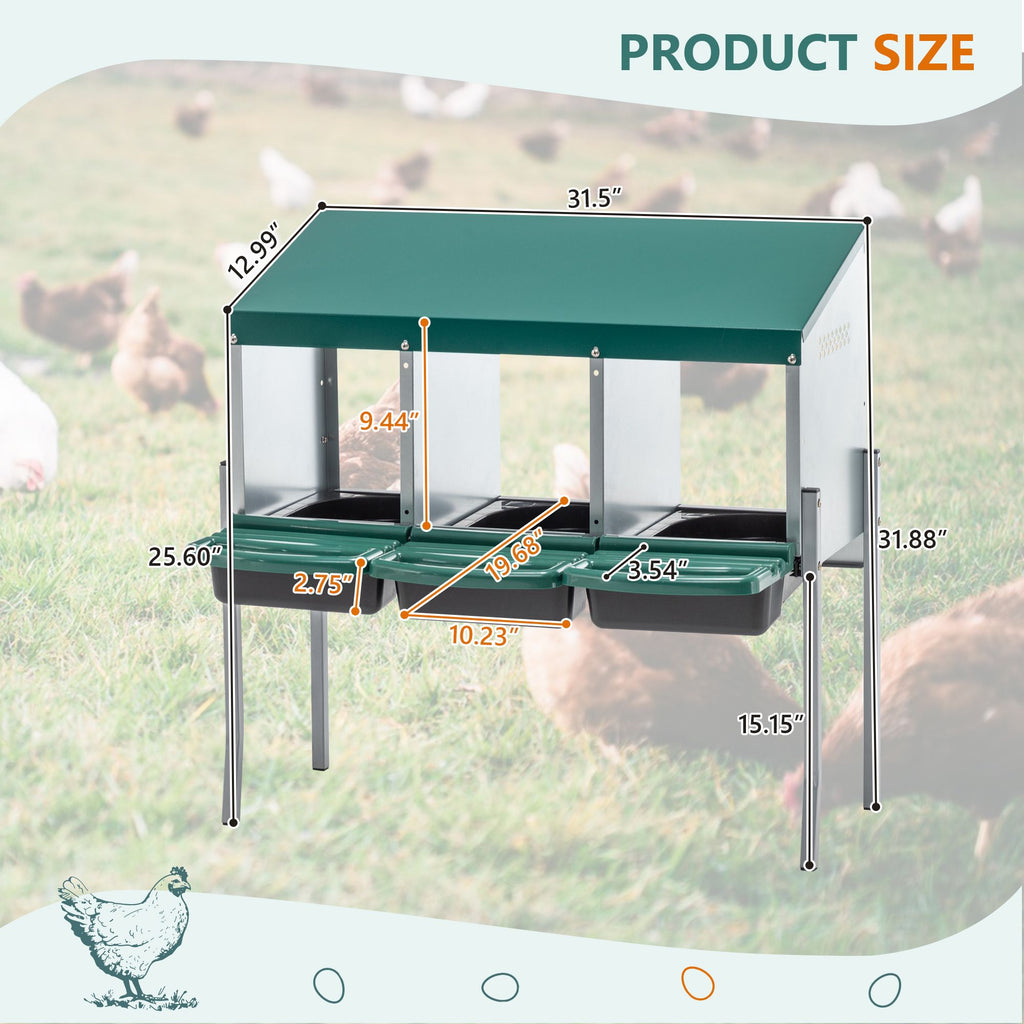 3 Holes Chicken Nesting Box structured Chicken Egg Laying Nest Box with Bracket Legs