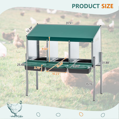 3 Holes Chicken Nesting Box structured Chicken Egg Laying Nest Box with Bracket Legs
