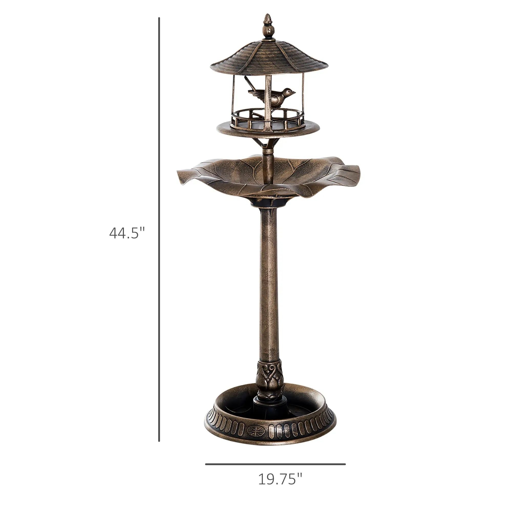 3 in 1 Garden Bird Bath Bowl Pedestal with Bird Feeder, Large Water Basin, Underneath Flower Planter
