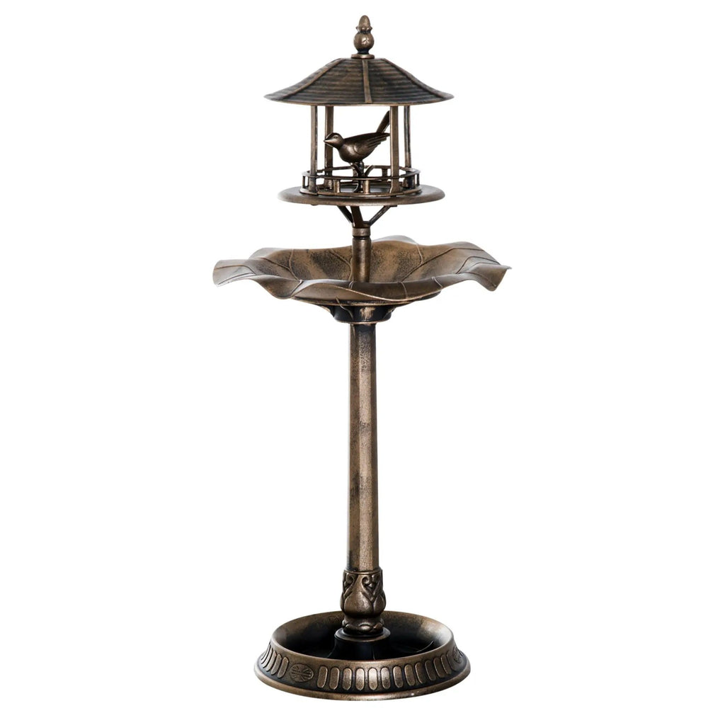 3 in 1 Garden Bird Bath Bowl Pedestal with Bird Feeder, Large Water Basin, Underneath Flower Planter
