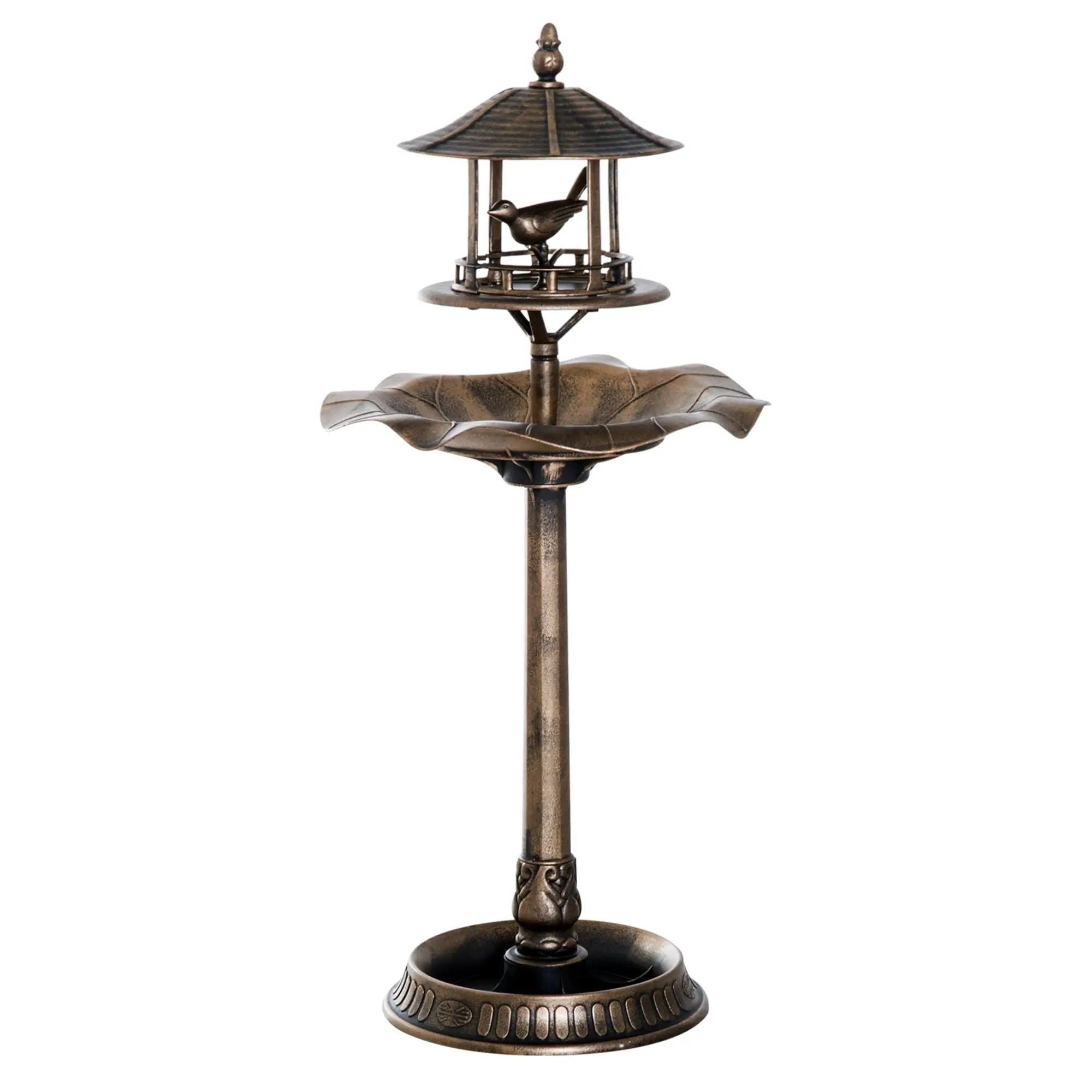 3 in 1 Garden Bird Bath Bowl Pedestal with Bird Feeder, Large Water Basin, Underneath Flower Planter