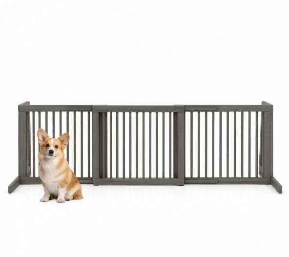 3-Panel Adjustable furniture-style Pet Barrier - Cherry Finish, 28 to 80