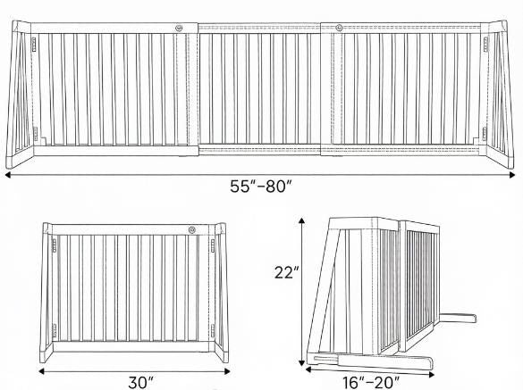 3-Panel Adjustable furniture-style Pet Barrier - Cherry Finish, 28 to 80