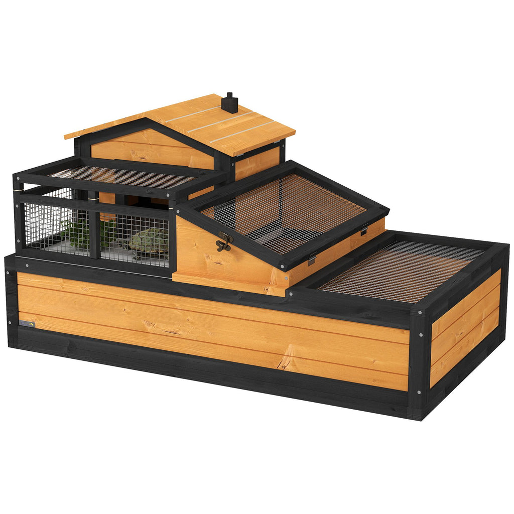 3-Room Tortoise Habitat with Balcony & Openable Roofs