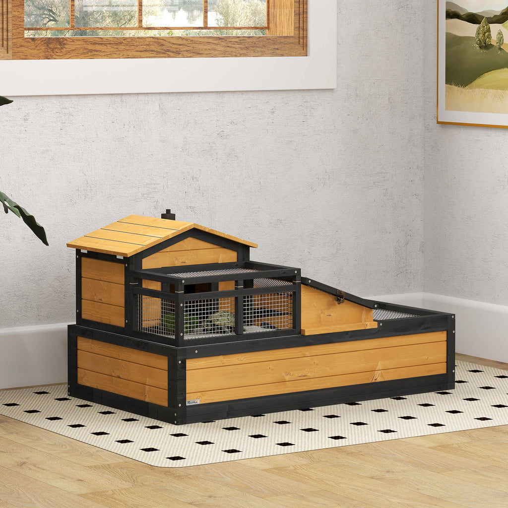 3-Room Tortoise Habitat with Balcony & Openable Roofs