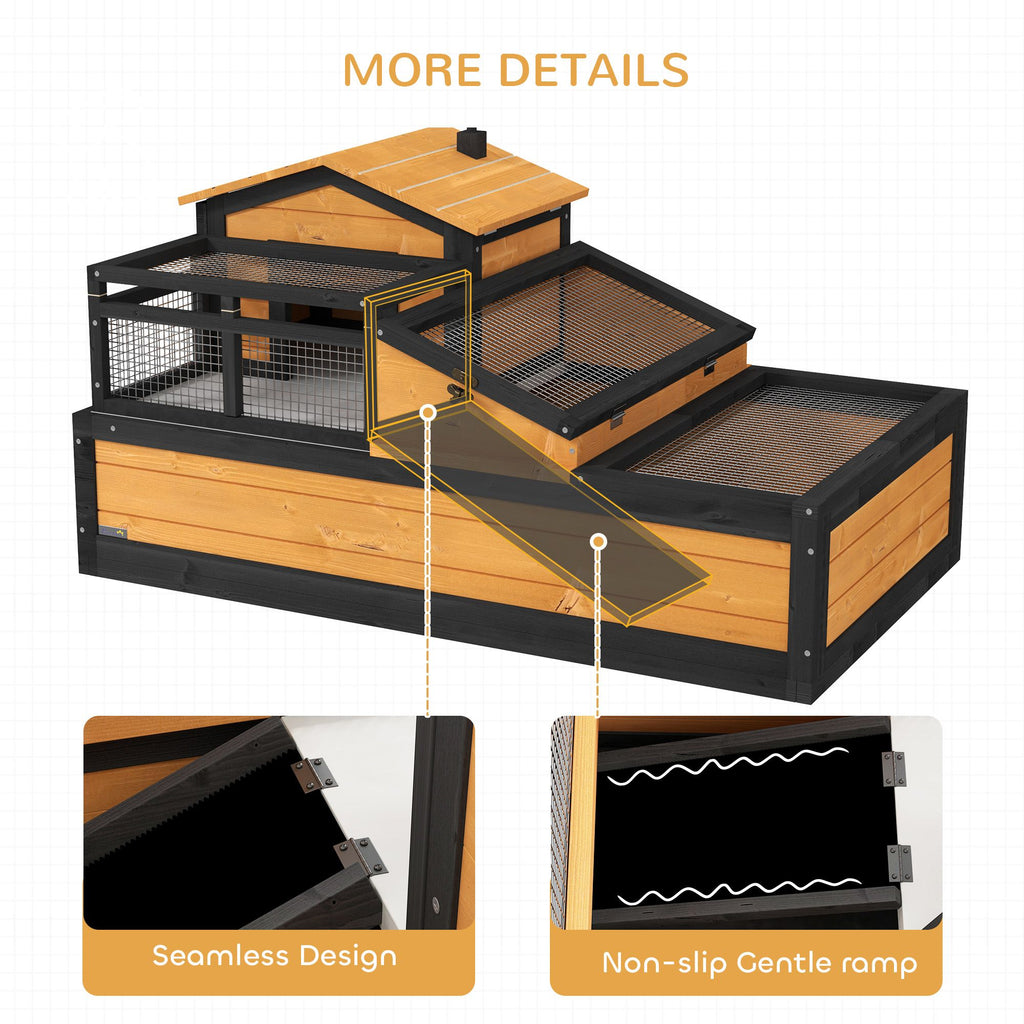 3-Room Tortoise Habitat with Balcony & Openable Roofs