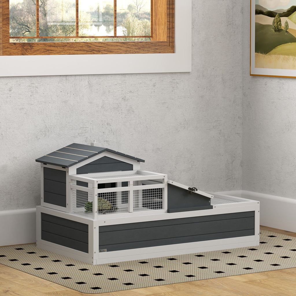 3-Room furniture-style Tortoise Habitat with Balcony & Mesh Roof