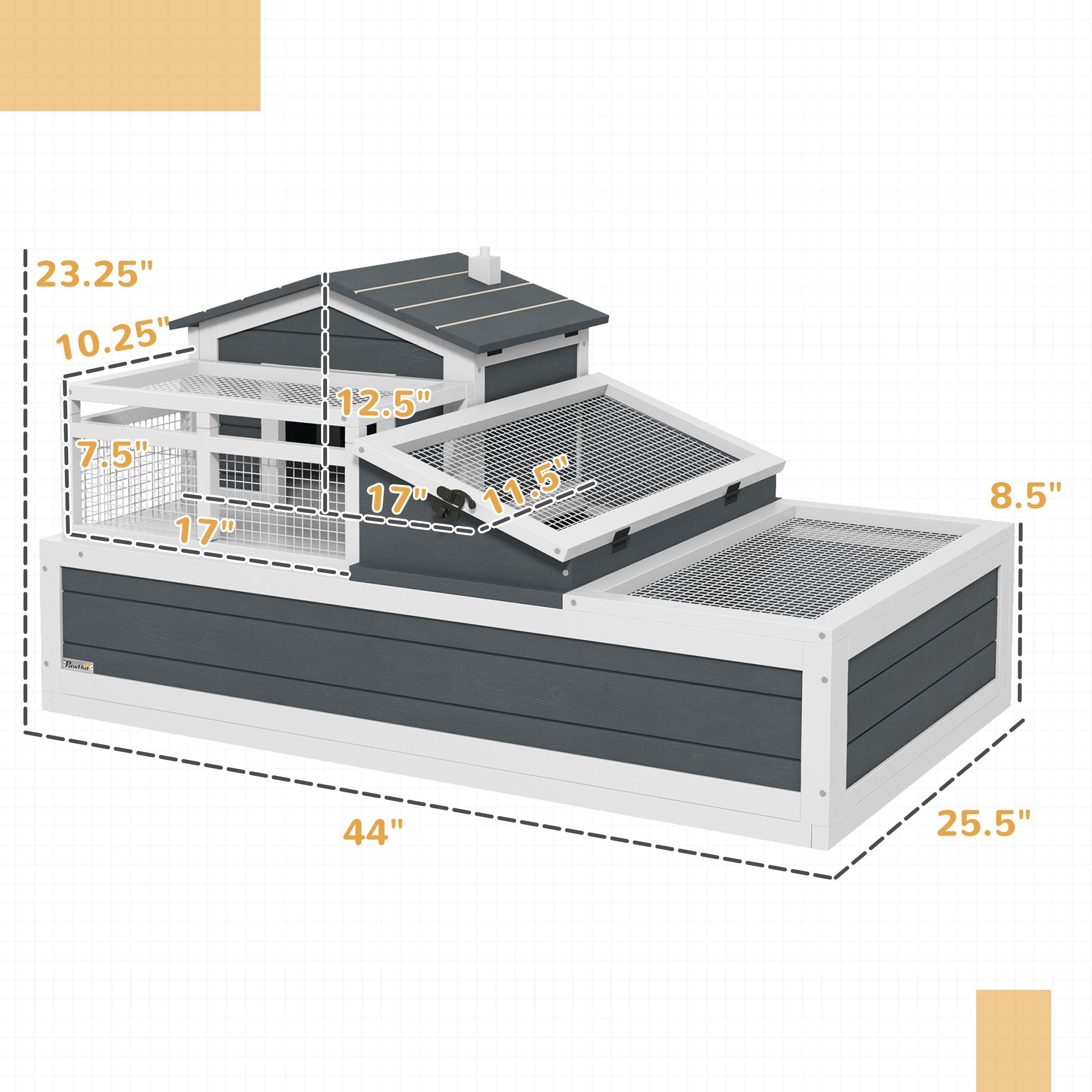 3-Room furniture-style Tortoise Habitat with Balcony & Mesh Roof