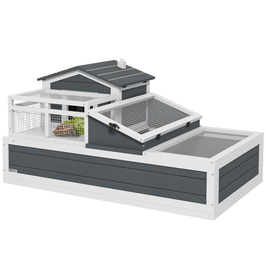 3-Room furniture-style Tortoise Habitat with Balcony & Mesh Roof