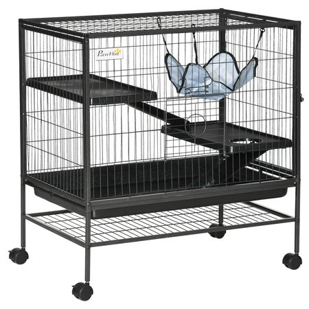 Spacious 3-Storey structured Ferret Cage with Hammock and Storage Shelf